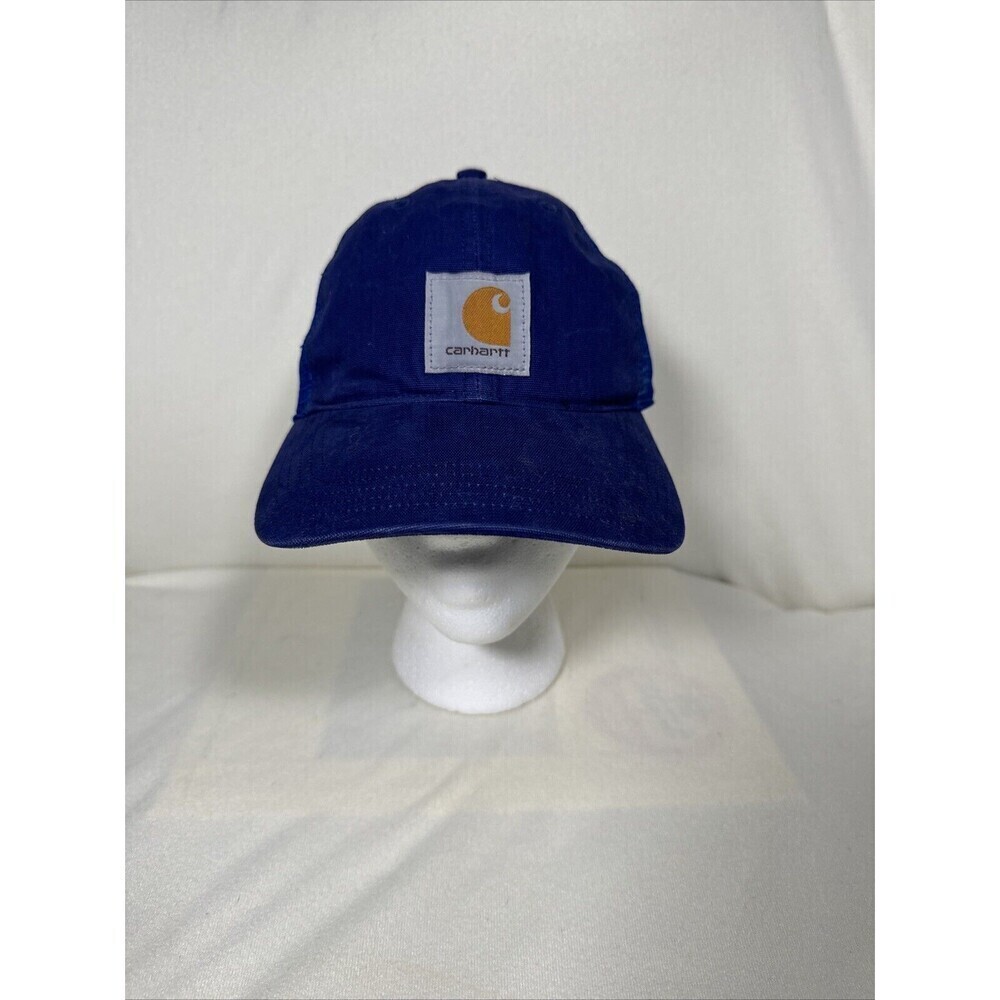 Vintage Carhartt Trucker Hat Mesh Snap Back Blue Ball Cap Work Outdoor Cotton